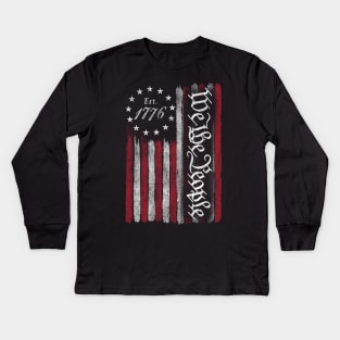 We the people - 4th Of July - Independence Day - Vintage USA Flag 1776 Kids Long Sleeve T-Shirt